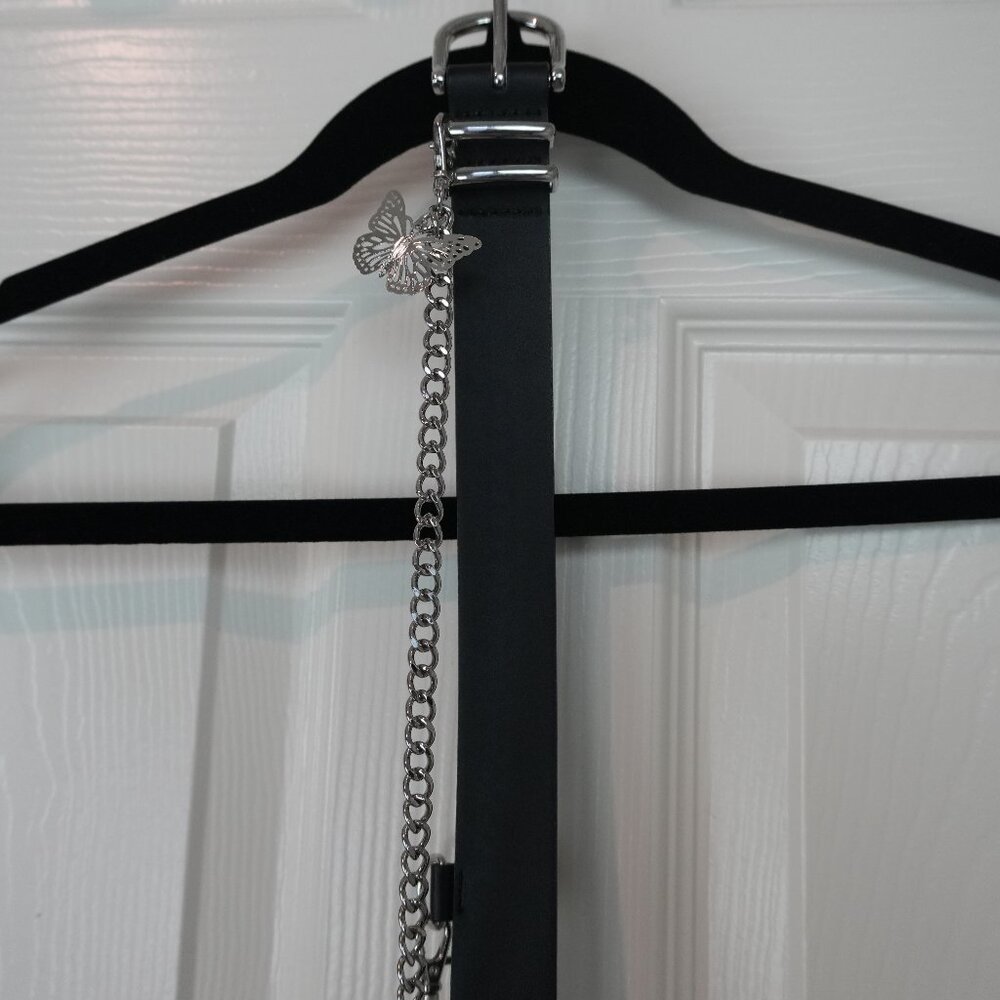 Black Belt with Butterfly Charm + Chain